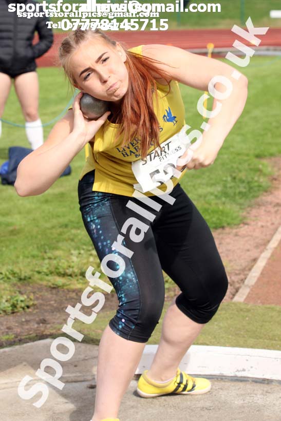 Womens under-17s shot putt, Northern Under-17s/U-15s and U13s Champs, Leigh Sports Village, Leigh. Photo: David T. Hewitson/Sports for All Pics